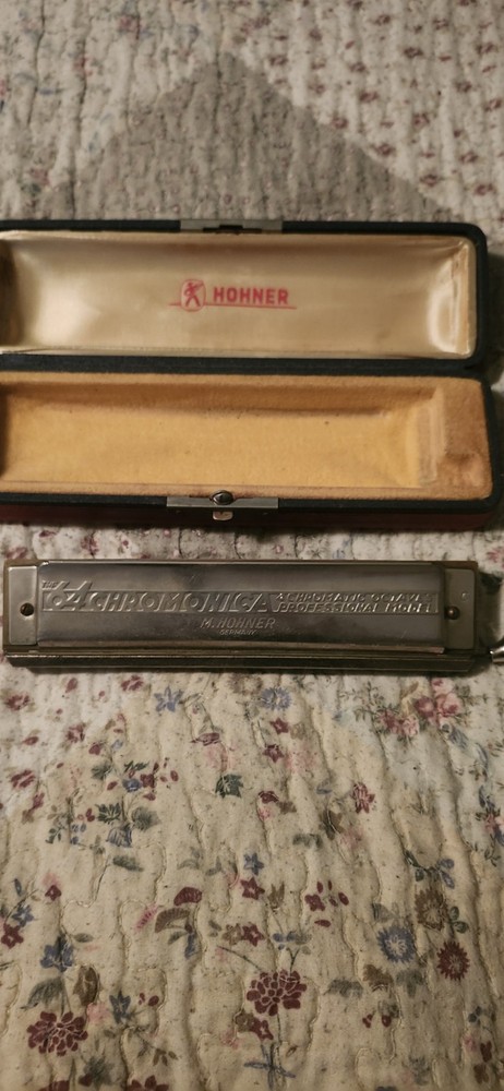 Vintage Harmonica.  M Hohner 64 Chromonica Germany Harmonica In Case