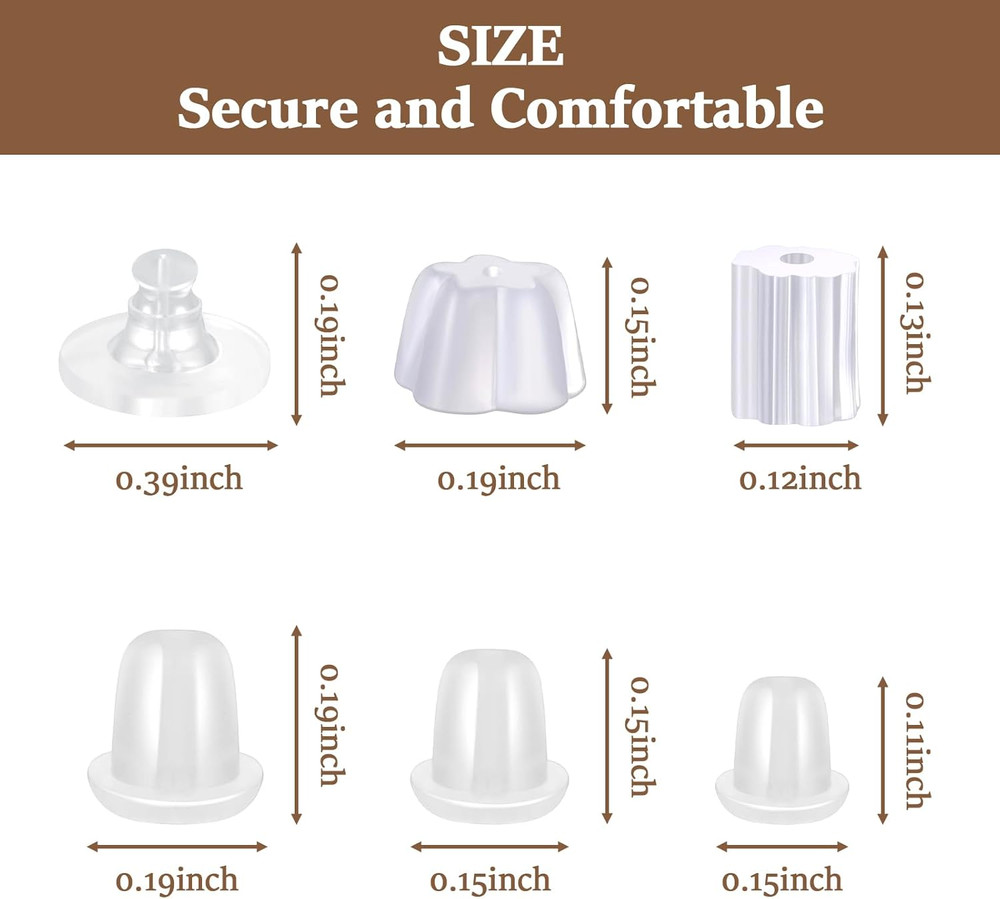 600Pcs Earring Backs for Studs Soft Clear Silicone Hypoallergenic Stoppers Set