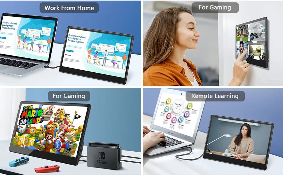 UPERFECT 13.3 inch Portable Monitor Touchscreen Screen HDMI VGA VESA 1920x1080