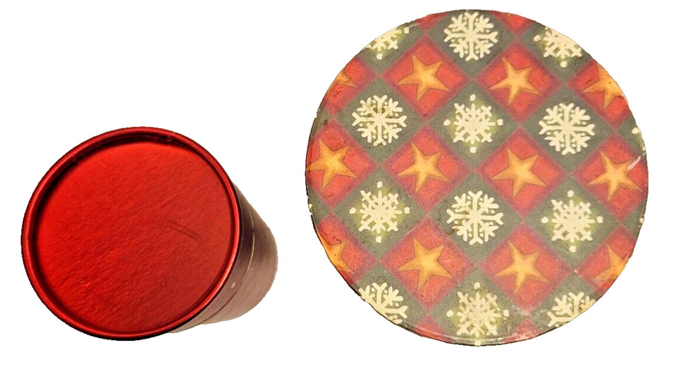 Two Round Christmas Gift Containers, One Angel/ One Solid Red/ Christmas Time!!