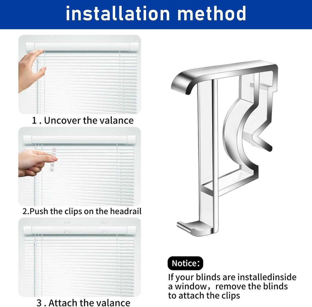 12 Pcs Clear 2 Inch Valance Clips Window Hidden Blind Clips