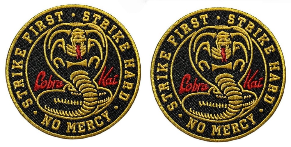 Cobra Kai No Mercy Strike Hard Strike First Patch -2PC 3.5 Round Hook Backing