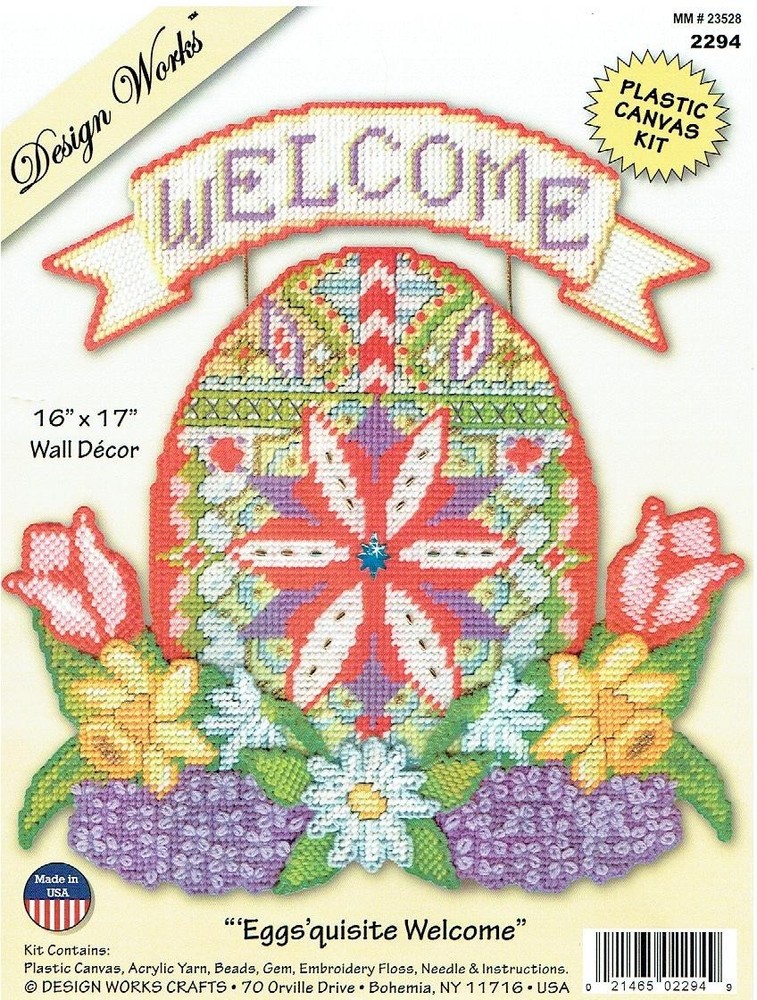 EGGS'QUISITE WELCOME WALL HANGING  7ct plastic canvas PATTERN (#TF0242)