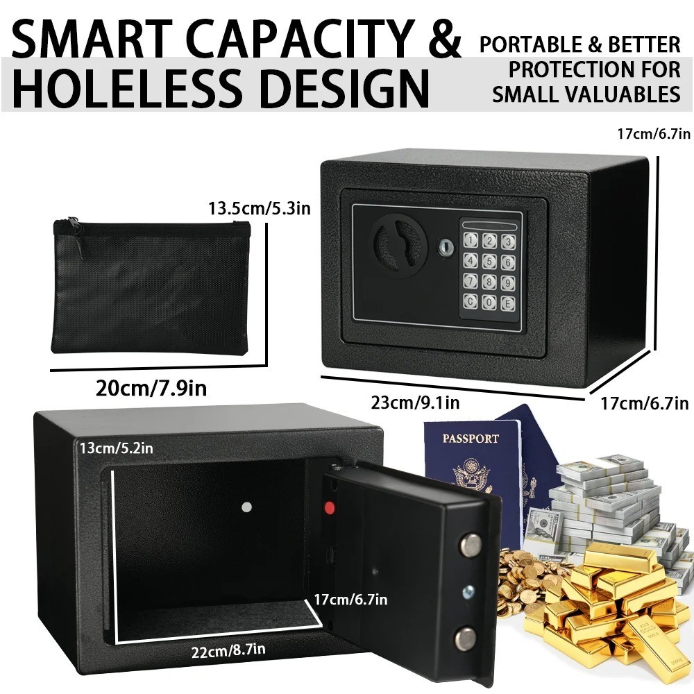 Fireproof Home Safe with Keypad Light & Adjustable Shelf