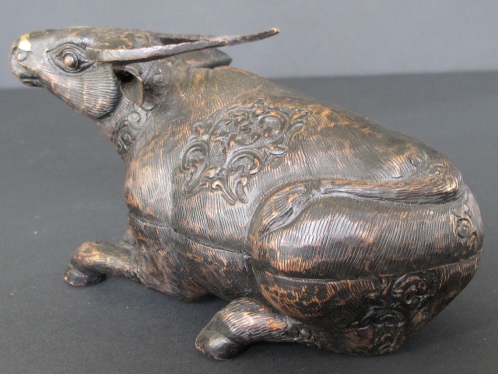 Copper Betel Box Buffle, Cambodia, 9 cm Height 15 cm Width