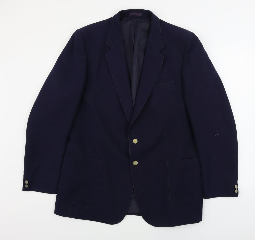 Vintage St Michael Mens Blue Polyester Blend Blazer Size 44