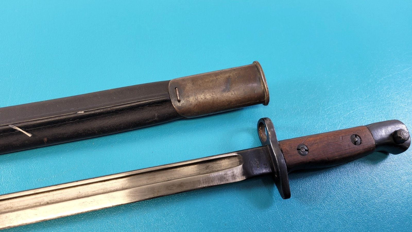 WWI Early British Pattern 1907 Rifle Bayonet Sanderson + Sheath c. 1908 TR542