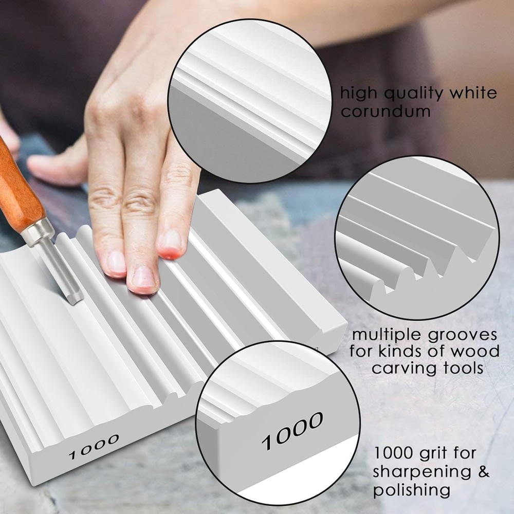 1000 Grit Sharpening Whetstone with Extra Grooves for Chisels and Gouges