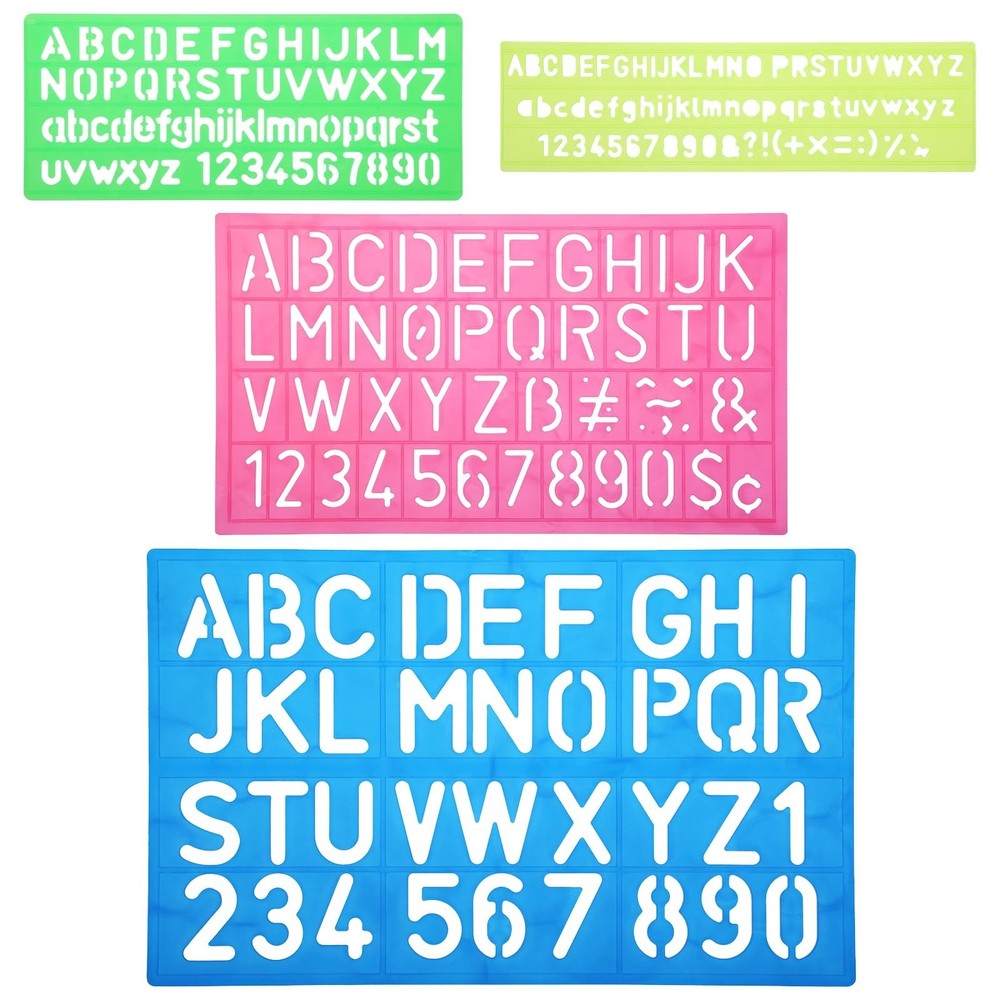 Molain 4Pcs Letter Stencils Set, Plastic Numbers Alphabet Stencil Ruler for D...