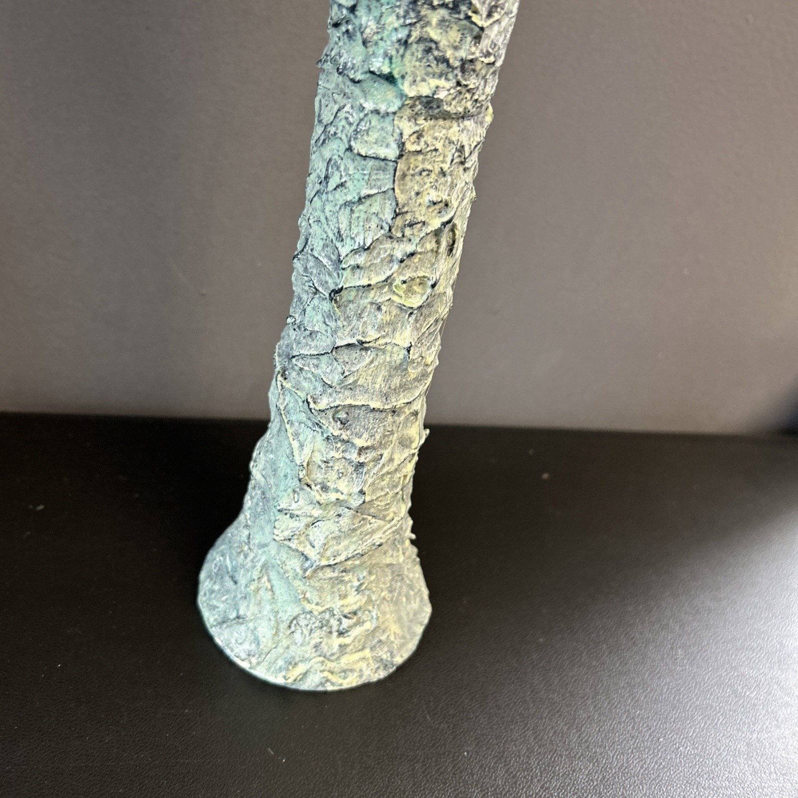 Upcycled Tall Vase Grunge Moody Textured Painted White Waxed Resin Blend 15”