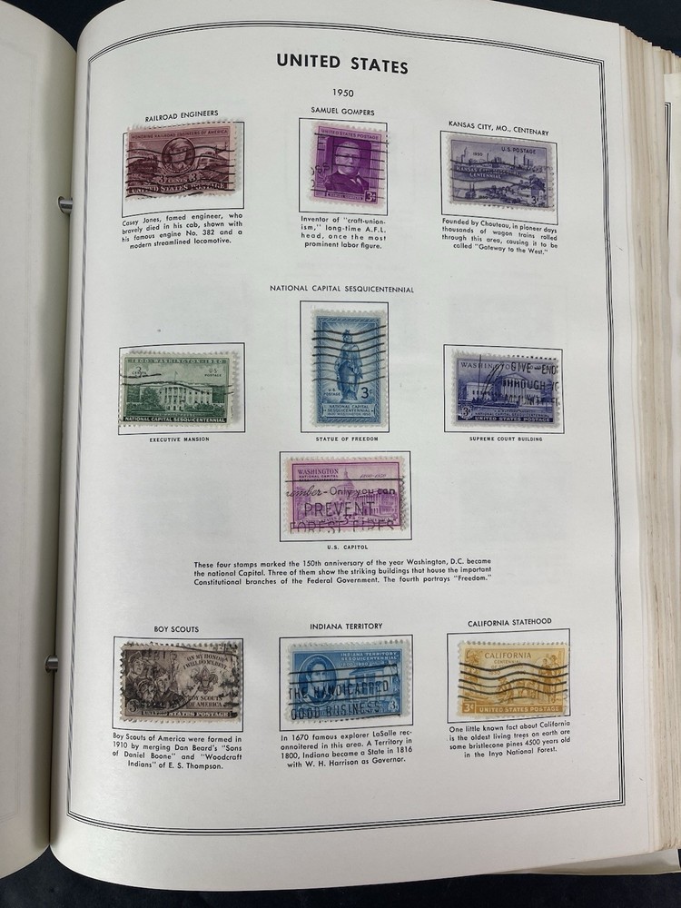 Vintage Collection Of Over 630 Stamps In United States Liberty Stamp Album