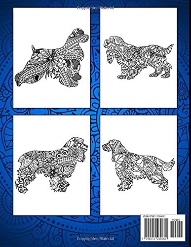 Cocker Spaniel Coloring Book: 40 Single Sided Intricate Pattern Cocker Spaniel C