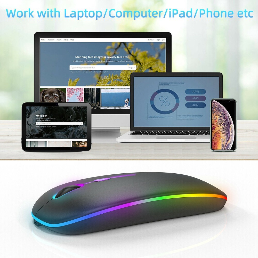 Wireless Mouse LED Rechargeable Mice