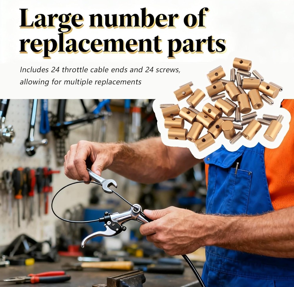 24PCS Throttle Cable Ends Kit 6mm Solderless Clamp Brake Cable Stop