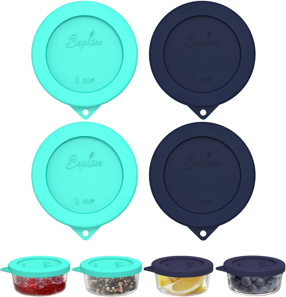 1 Cup round Silicone Storage Cover Lids Replacement for Anchor Hocking and Pyrex