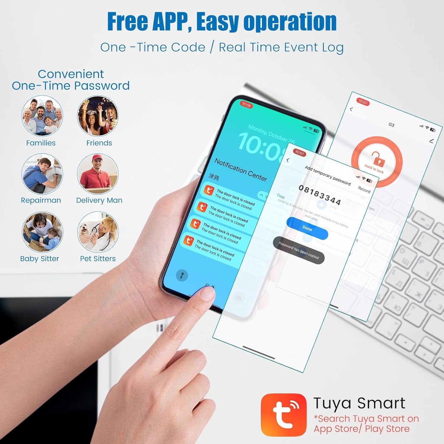 Smart Door Lock Fingerprint & WiFi Keyless Entry Deadbolt Auto-Lock, APP Control