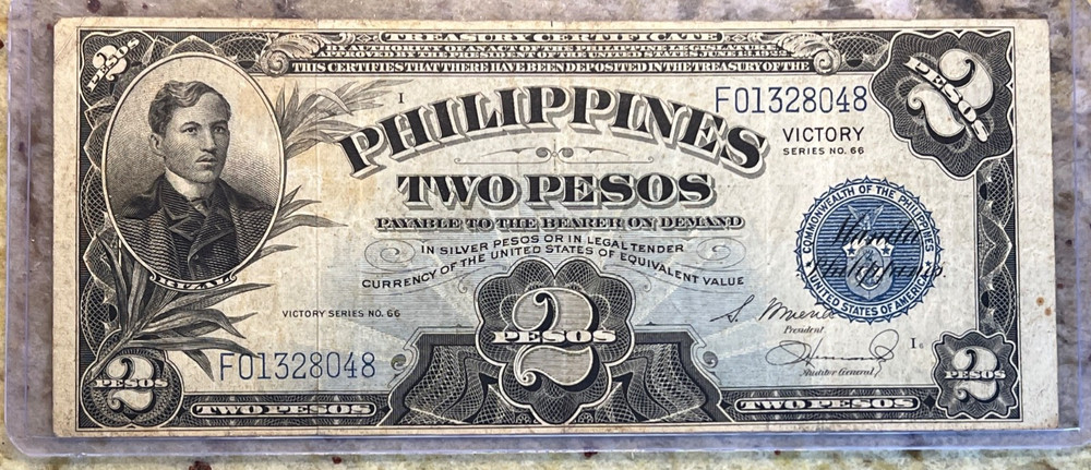 1944 Victory note series # 66 Philippines two pesos