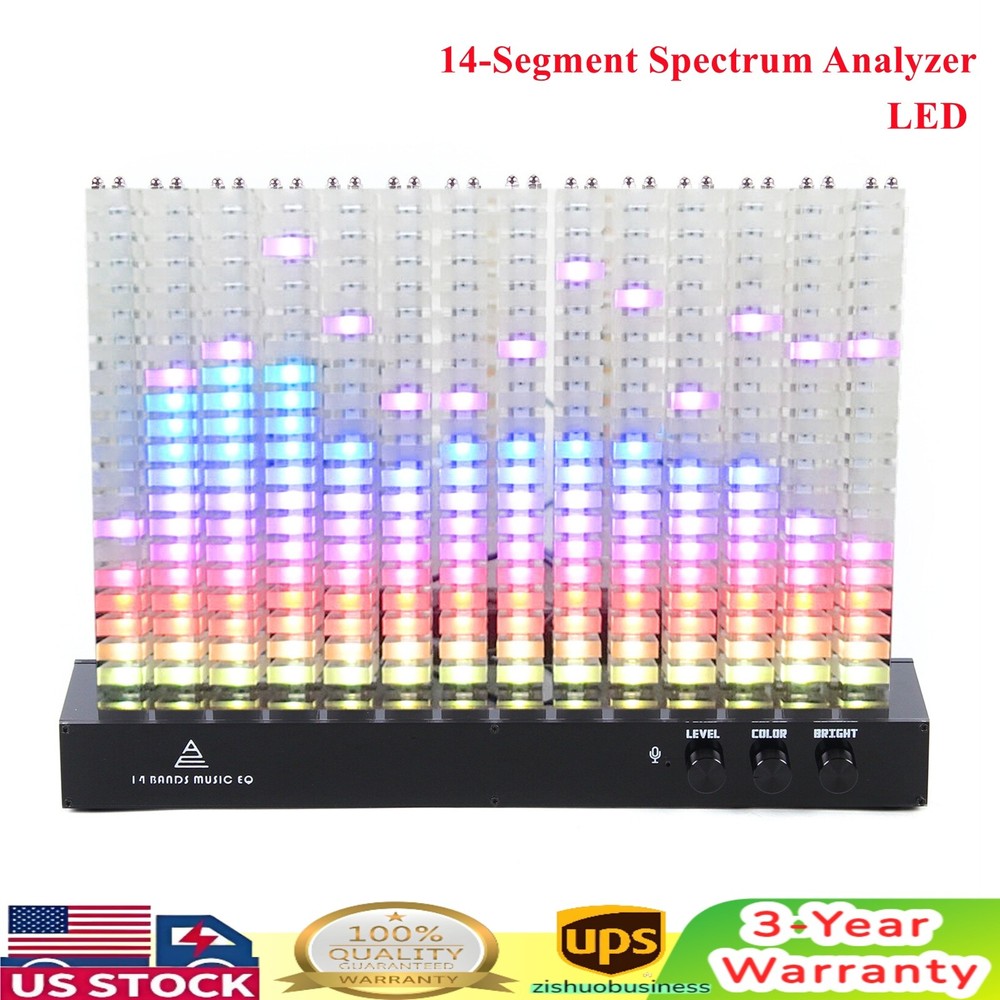 LED Music Spectrum Display Analyzer Stereo Audio Level Indicator Lamp 14-Segment
