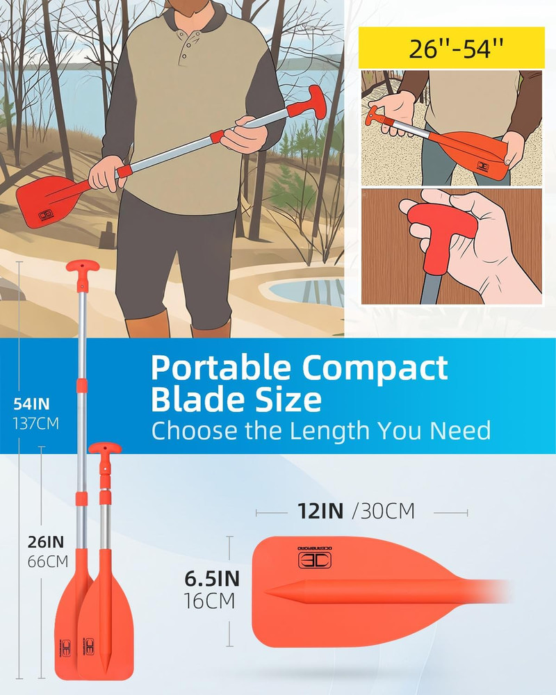Telescoping Emergency Paddle 21''-42''（Assembling Required）/26''-54'' Aluminium