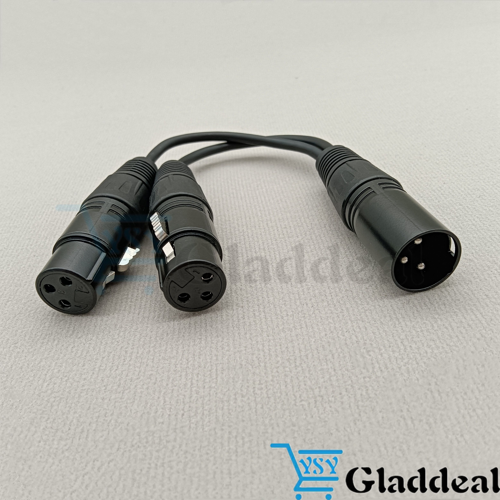 3-Pin XLR Male Plug to Dual 2 Female 16 AWG Jack Y Splitter Mic DJ Cable Adaptor