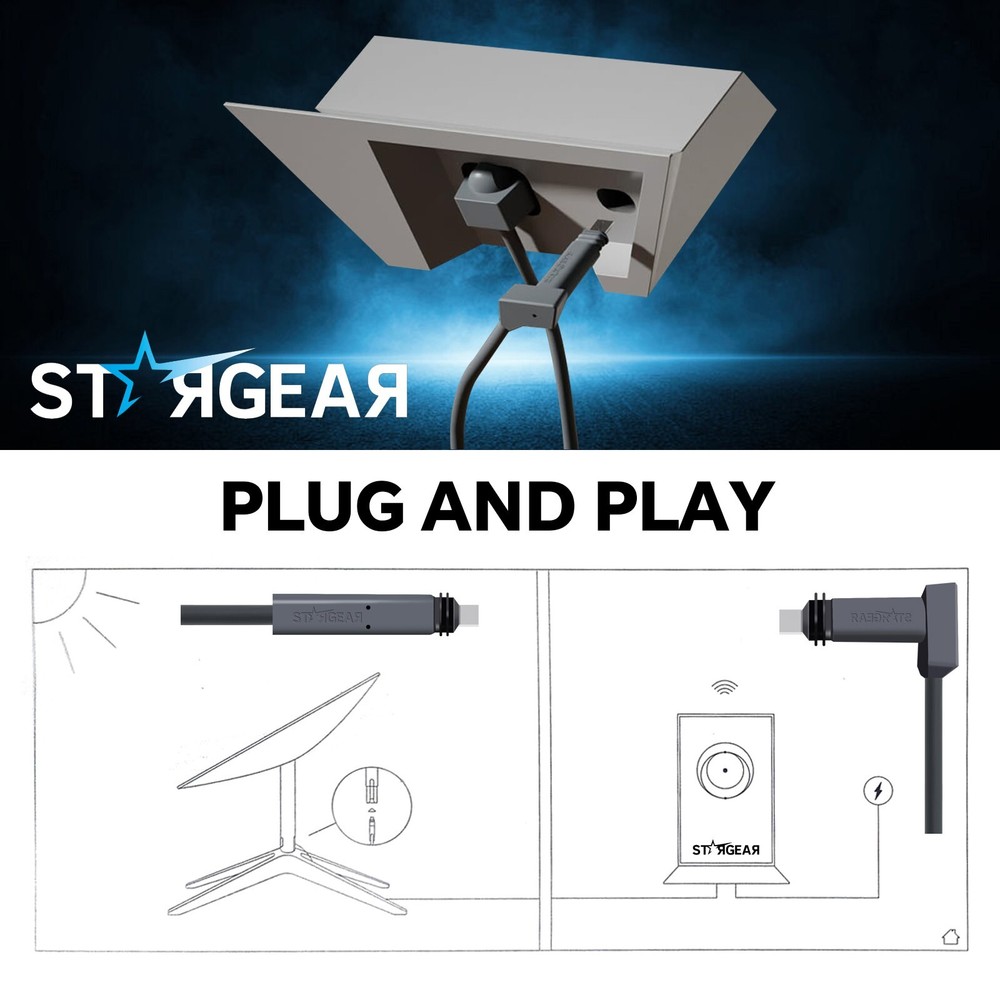 For Starlink Rectangular Satellite V2 150 ft Replacement Cable Dish Router Kit