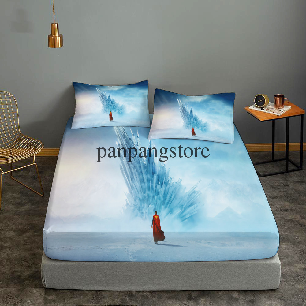 superman Fitted Sheet Set Deep Pocket Bed Sheets&Pillowcase 3PCS Bedding Sets
