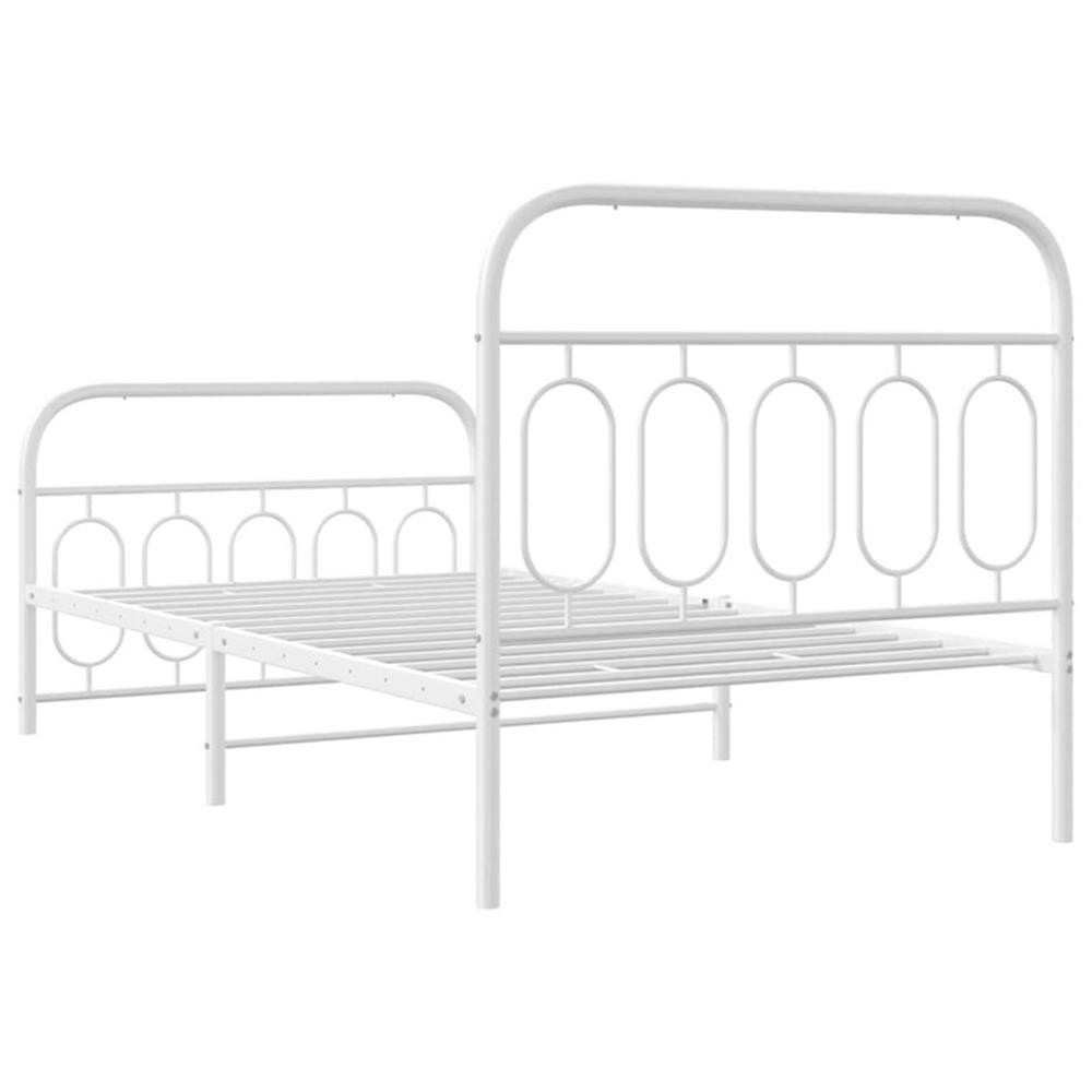 Bowery Hill Rectangular Modren Steel Twin Bed Frame in White