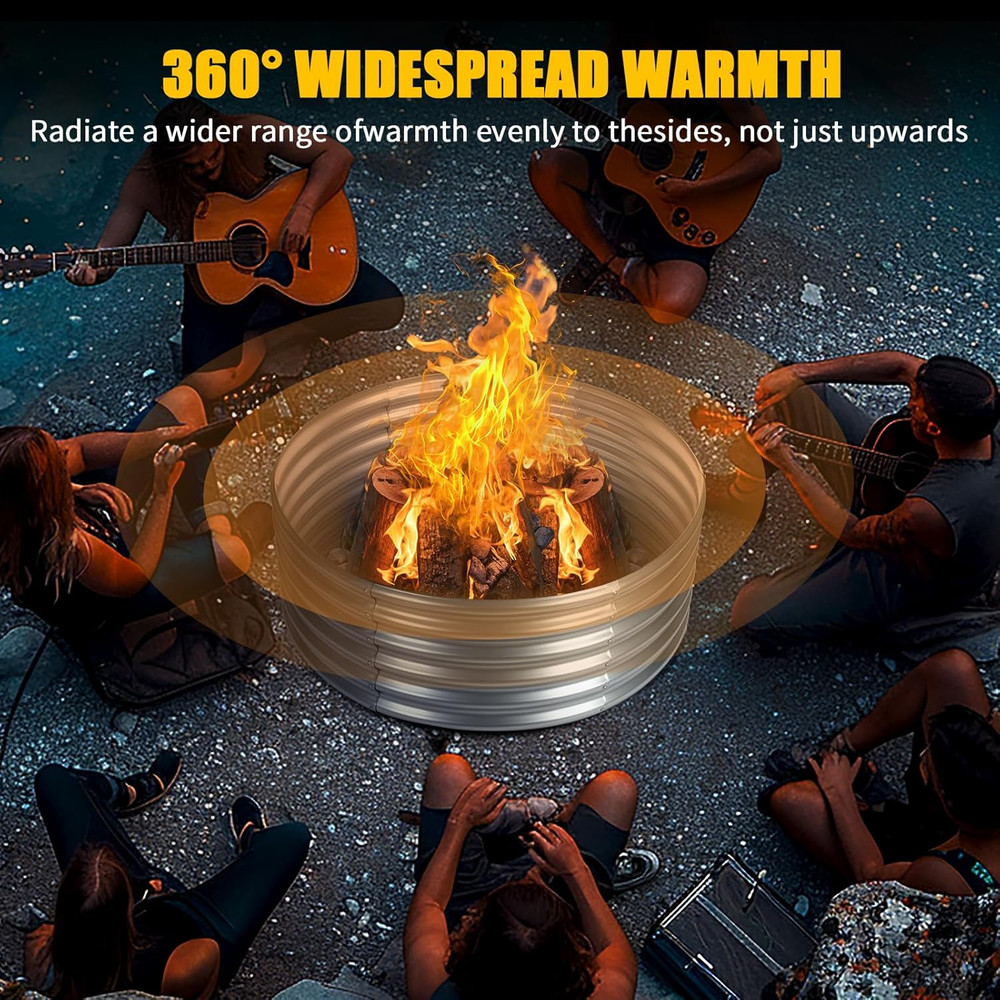 48 Inch Fire Pit Ring, 4FT Galvanized Fire Ring, Wood Burning Fire Pits Ring, Ou