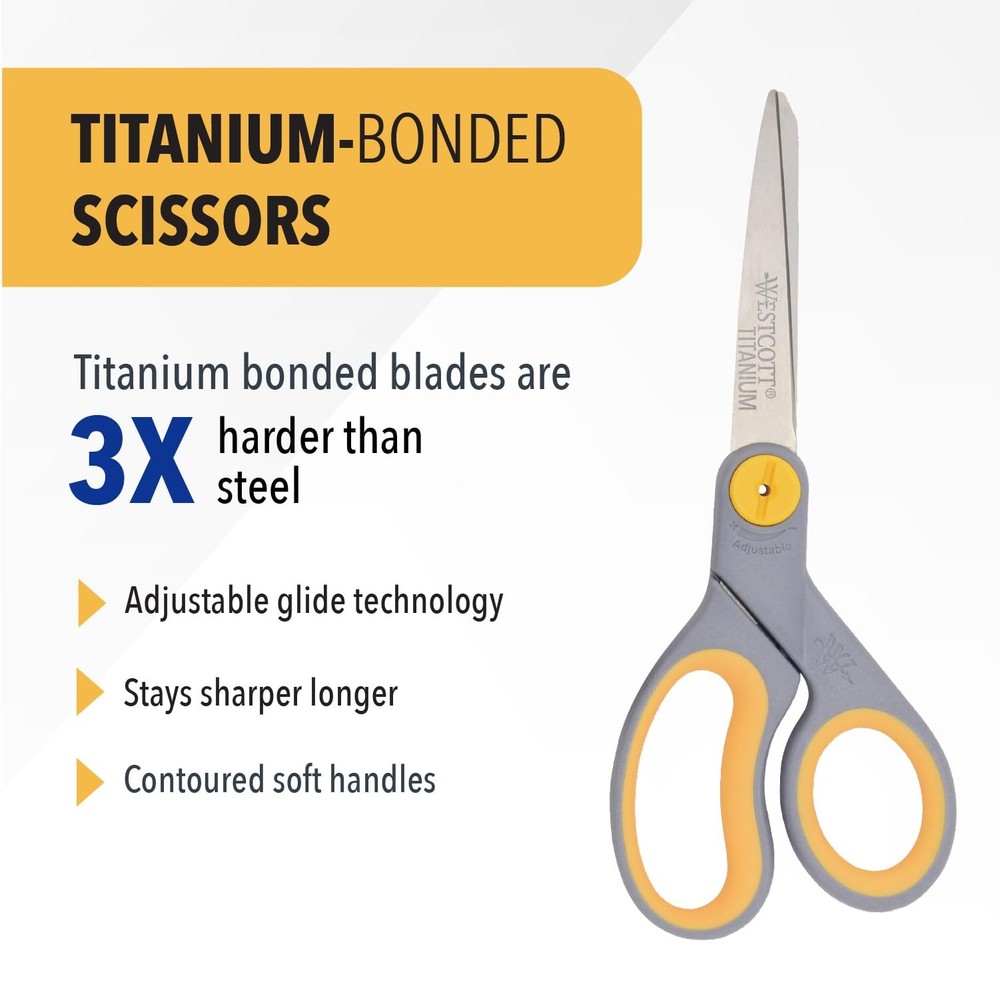 8Inch TitaniumBonded Scissors with Adjustable Glide Feature for Office and Ho...
