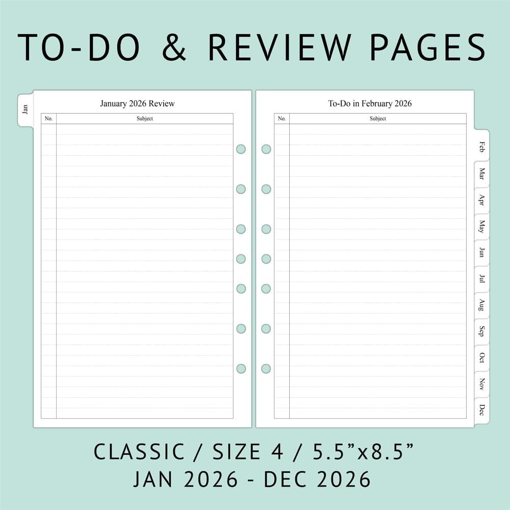 2026 Monthly Planner Refills 5.5"x8.5" for Efficient Organization