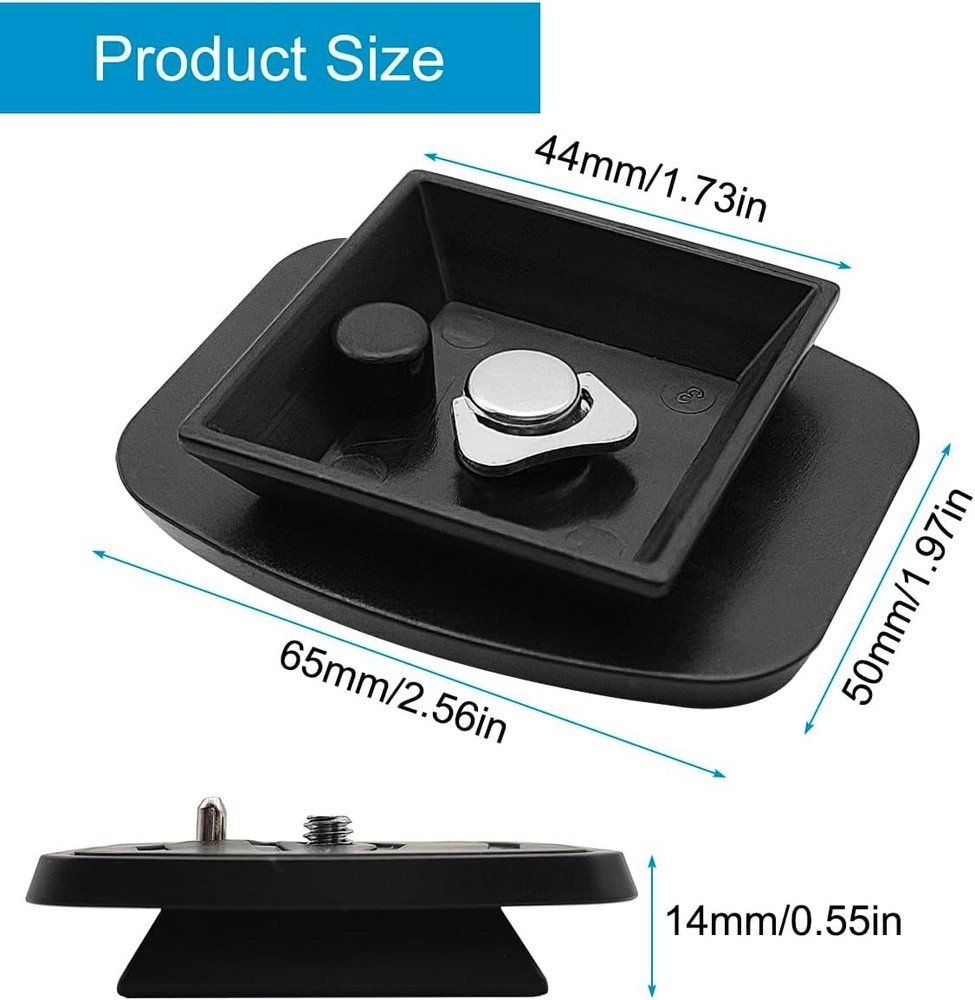 2 Pcs 44mm Tripod Quick Release Plate Camera Mounting Adapter, 44mm, Black