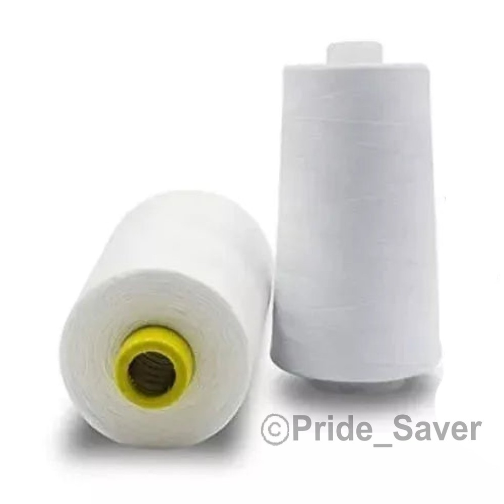 2500 Yard Each Spools WHITE Sewing Thread All Purpose 100% Polyester (4 Pack)