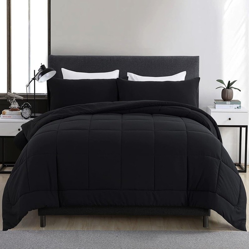 Queen Comforter Set Microfiber Soft Bedding Down Alternative Quilt Box Stitching