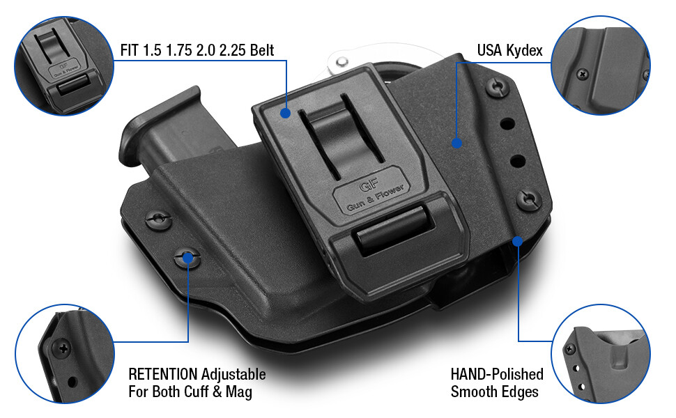 Kydex Handcuff Holster with 9/.40 Double Stack Holder Combo Kydex Handcuff Case
