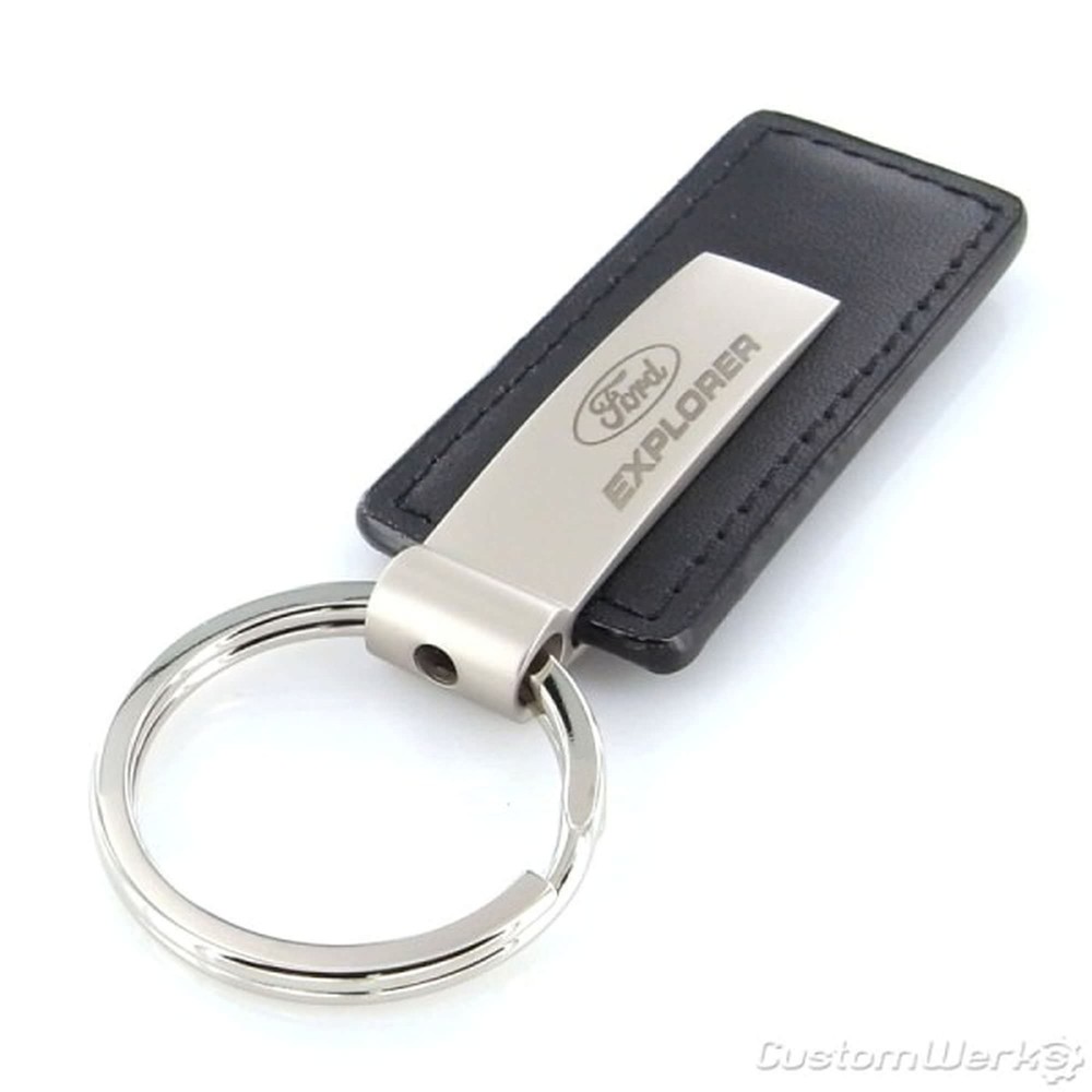 Ford Explorer Rectangular Leather Key Chain (Black)