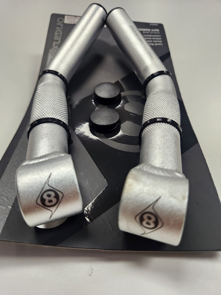 Origin 8 Compe-Lite Bar Ends, Silver, Long L Bend Shape
