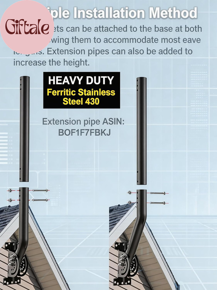 Heavy Duty Pivot Antenna Pole Mount Bracket, J-Pipe Solid Mast (Φ1.38'' - 13''(H