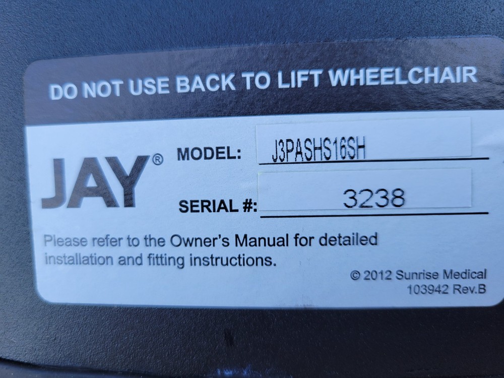 NEW Jay J3 Wheelchair Back Rest Shell Rigid Backrest Used