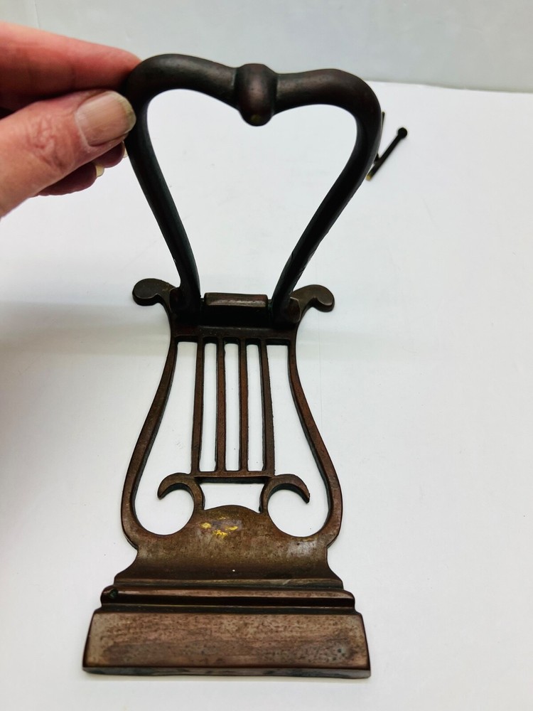 vintage solid brass door knocker harp instrument with screws