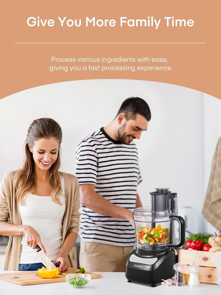 Efficient 12-Cup Electric Food Processor with 2 Speeds & Dishwasher Safe Design