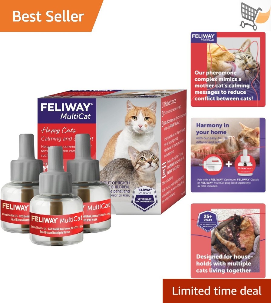 Cat Calming Refill Pack 3x48ml for Pheromone Diffuser Reduces Tension