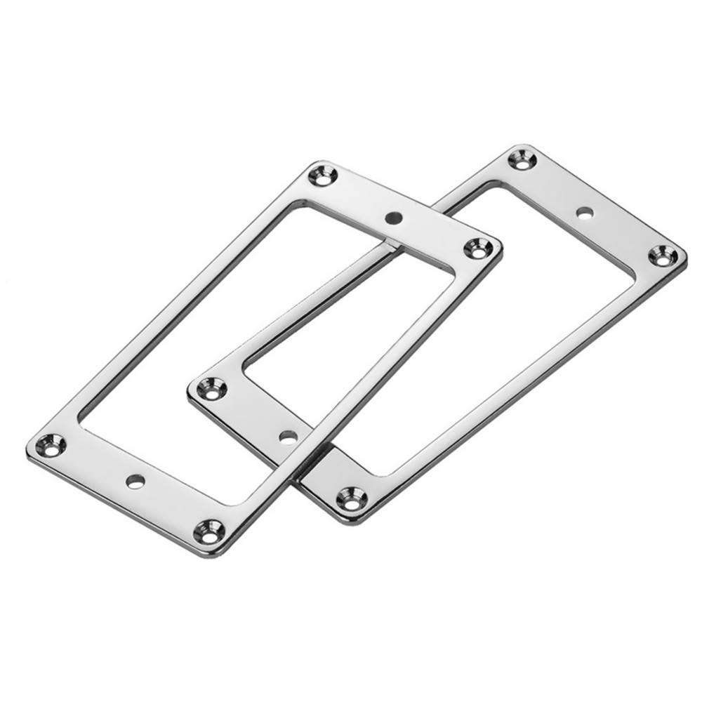 2Pcs Guitar Humbucker Pickup Mounting Ring Frame Bridge Neck Flat Bottom Silver.