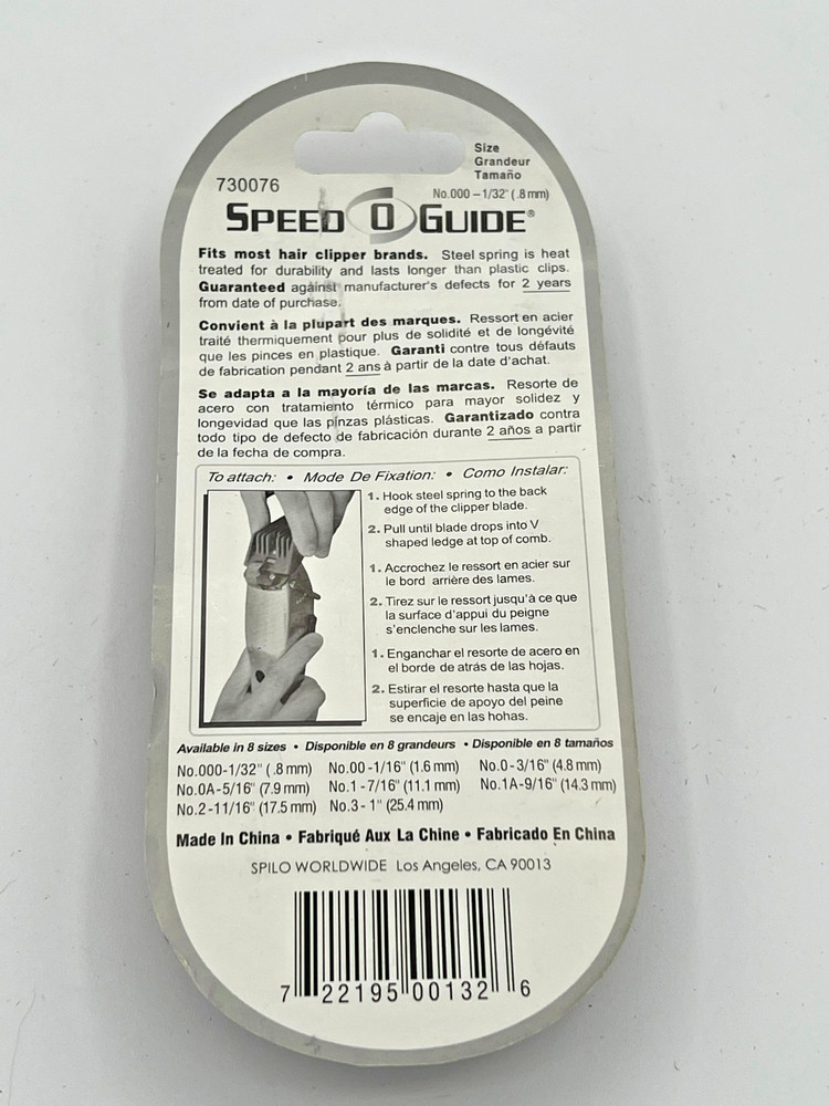 SPEED O GUIDE Universal Attachment Comb Guards Size OOO, 1/32"