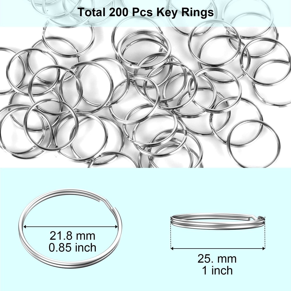 100PCS Key Rings Bulk, Split Rings, Keychain and Crafts 1 silver