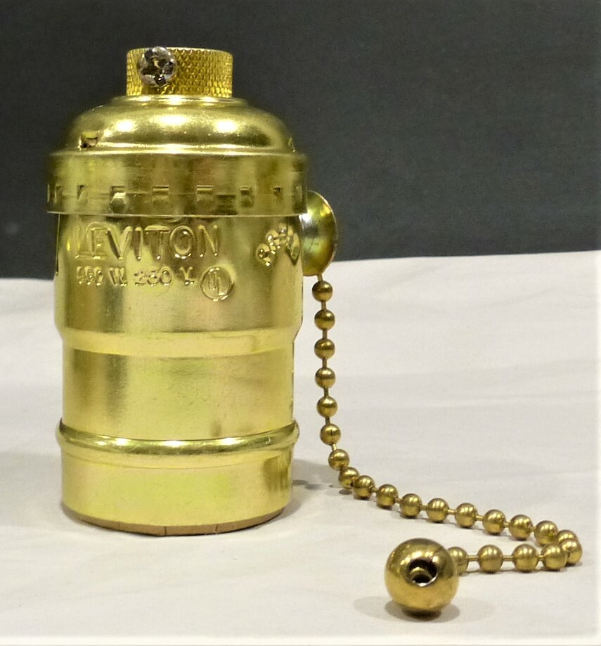 5 NOS Leviton Ball End Pull Chain Light Sockets with Shells