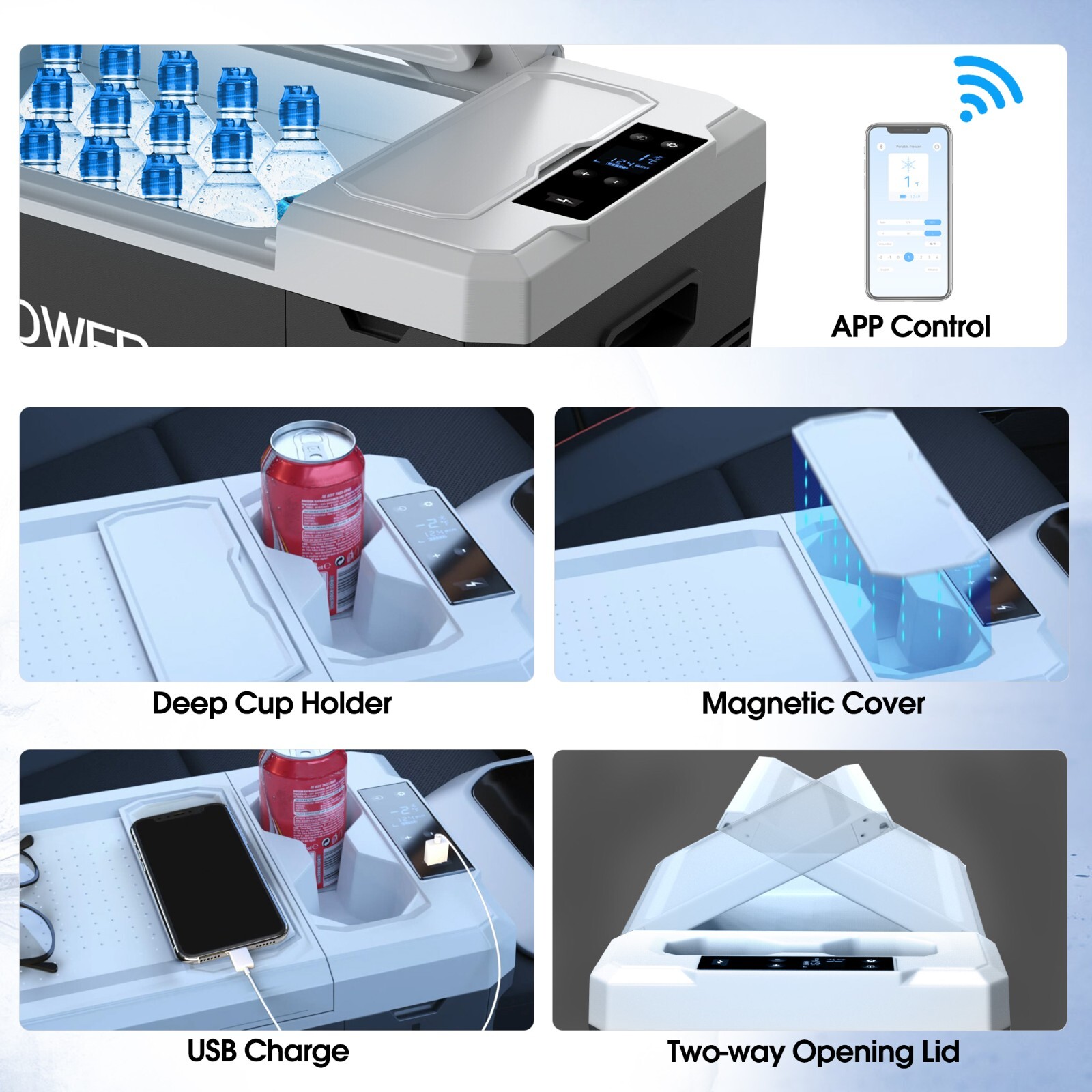 ACOPower 19QT Mini Solar Powered Car Fridge Freezer, Truck RV APP Control