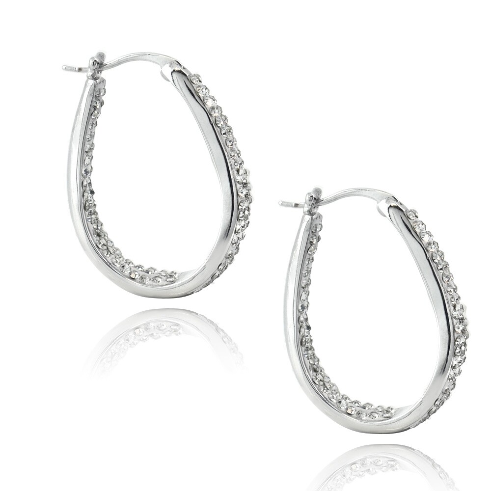 Crystal Inside-Out Oval Hoop Earrings