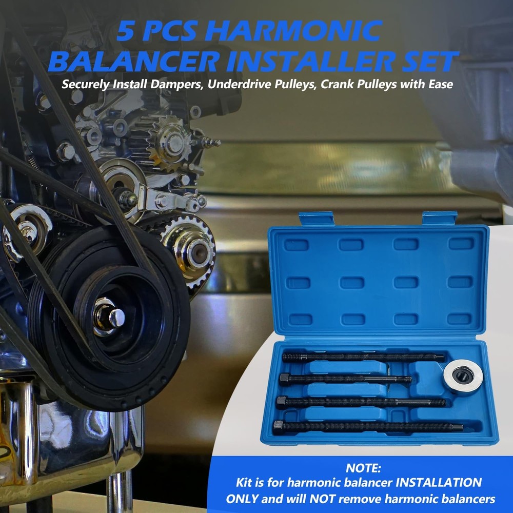 5Pcs Harmonic Balancer Installer Set, Extra Long Crank Pulley Damper Installa...