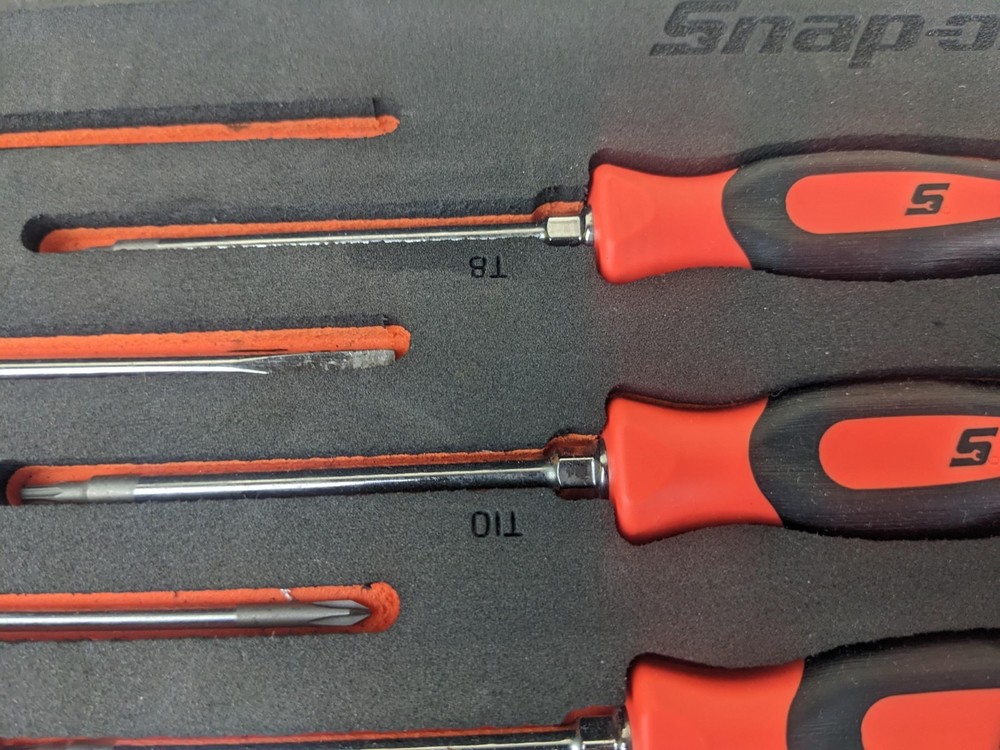 #bm411 Snap-on Mini Torx Flat Phillips Screwdrivers Set Foam Orange FMSGD03BO