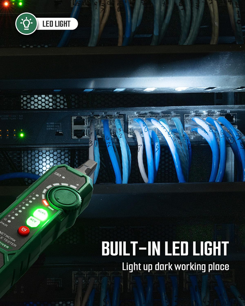 TLP-900AR Network Cable Tester, RJ11 RJ45, for CAT5/6/POE/STP, Multi-Function Ca